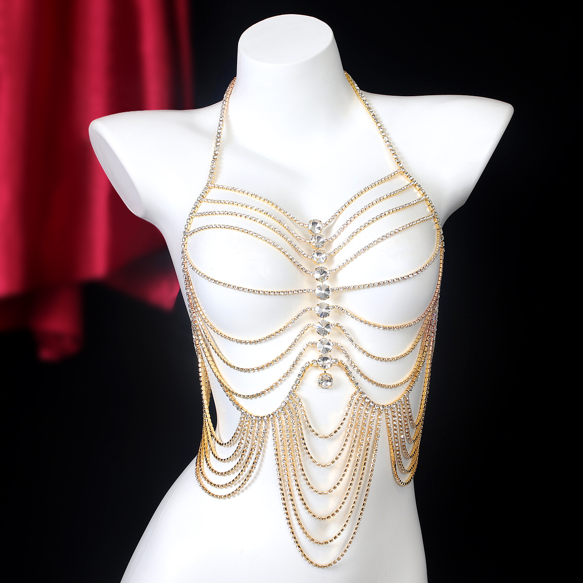 Body Jewelry Harness - Luksusowe frędzle w paski w stylu