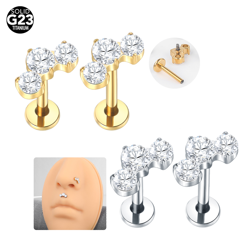 Helix Cartilage Ring - 1/5PCS Titanium Piercings CZ Labret Lip